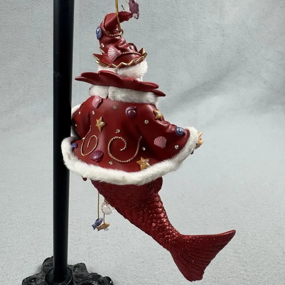 December Diamonds 2013 King Neptune Merman Ornament Red Glitter 55-90815 Fantasy